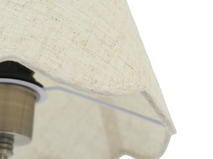 Lottie Table Lamp Linen with Antique Brass Base for Bedroom or Office.