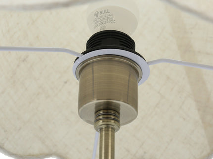 Lottie Table Lamp Linen with Antique Brass Base for Bedroom or Office.