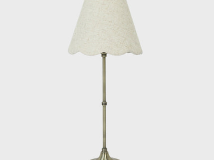 Lottie Table Lamp Linen with Antique Brass Base for Bedroom or Office.