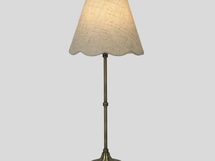 Lottie Table Lamp Linen with Antique Brass Base for Bedroom or Office.