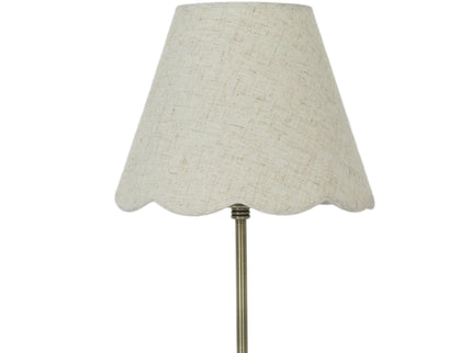 Lottie Table Lamp Linen with Antique Brass Base for Bedroom or Office.