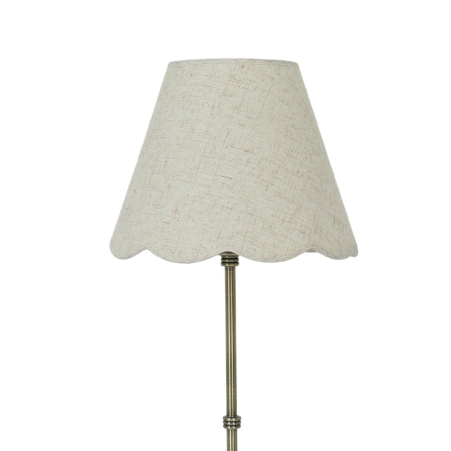 Lottie Table Lamp Linen with Antique Brass Base for Bedroom or Office.