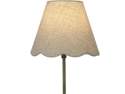 Lottie Table Lamp Linen with Antique Brass Base for Bedroom or Office.