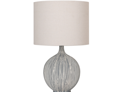 Zaya Ceramic Table Lamp with Blue Base and Linen Shade.