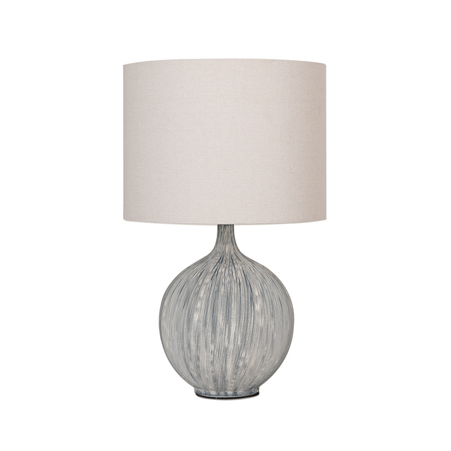 Zaya Ceramic Table Lamp with Blue Base and Linen Shade.