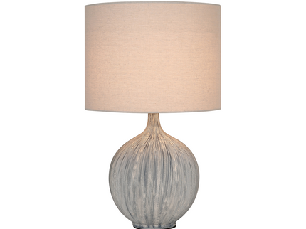 Zaya Ceramic Table Lamp with Blue Base and Linen Shade.