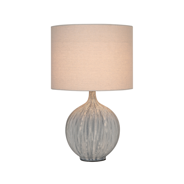 Zaya Ceramic Table Lamp with Blue Base and Linen Shade.