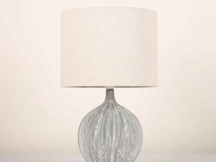 Zaya Ceramic Table Lamp with Blue Base and Linen Shade.