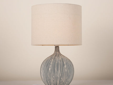 Zaya Ceramic Table Lamp with Blue Base and Linen Shade.