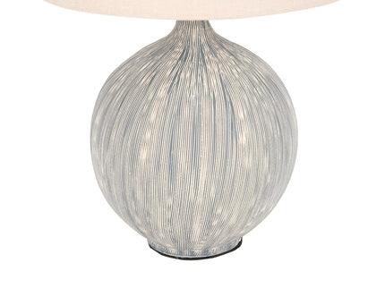 Zaya Ceramic Table Lamp with Blue Base and Linen Shade.