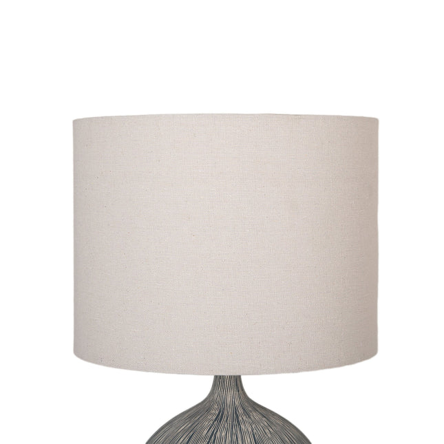 Zaya Ceramic Table Lamp with Blue Base and Linen Shade.