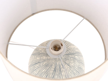 Zaya Ceramic Table Lamp with Blue Base and Linen Shade.