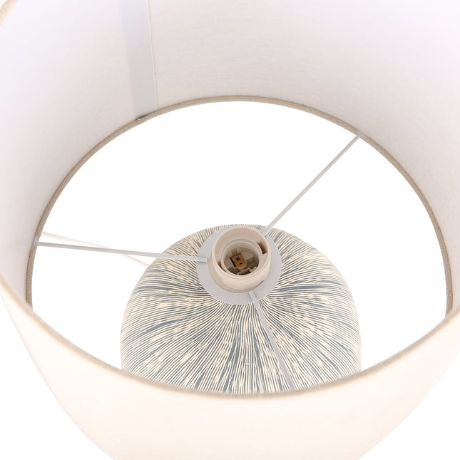 Zaya Ceramic Table Lamp with Blue Base and Linen Shade.