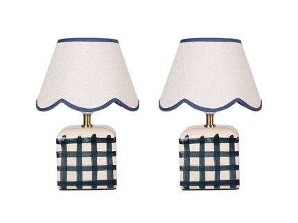 Romy Ceramic Table Lamp Set of 2 Green Blue Purple Stylish Decorative Lighting