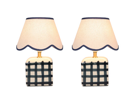 Romy Ceramic Table Lamp Set of 2 Green Blue Purple Stylish Decorative Lighting