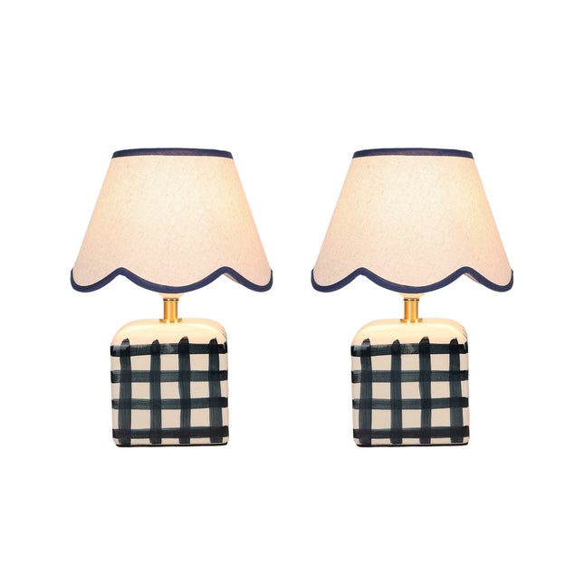 Romy Ceramic Table Lamp Set of 2 Green Blue Purple Stylish Decorative Lighting