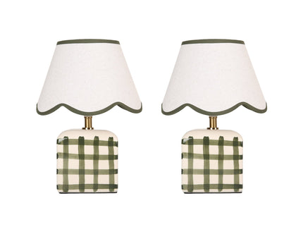 Romy Ceramic Table Lamp Set of 2 Green Blue Purple Stylish Decorative Lighting.