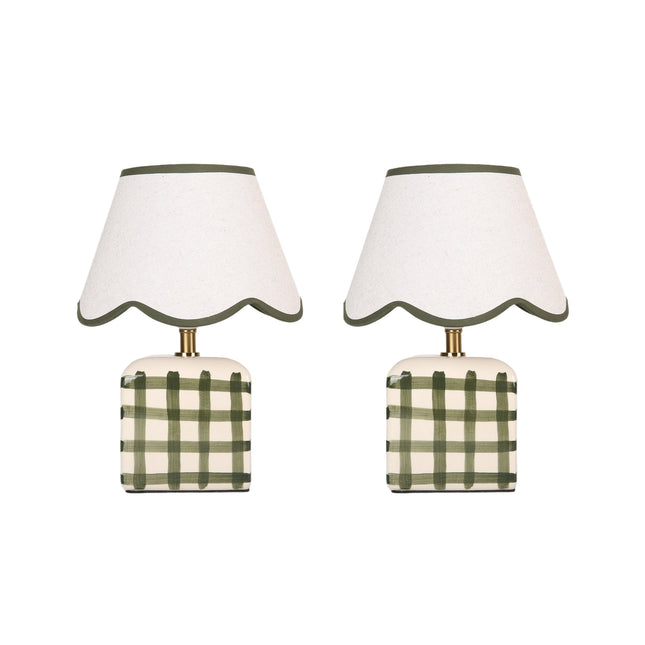 Romy Ceramic Table Lamp Set of 2 Green Blue Purple Stylish Decorative Lighting.