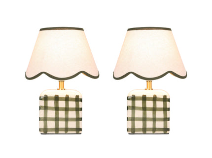 Romy Ceramic Table Lamp Set of 2 Green Blue Purple Stylish Decorative Lighting.
