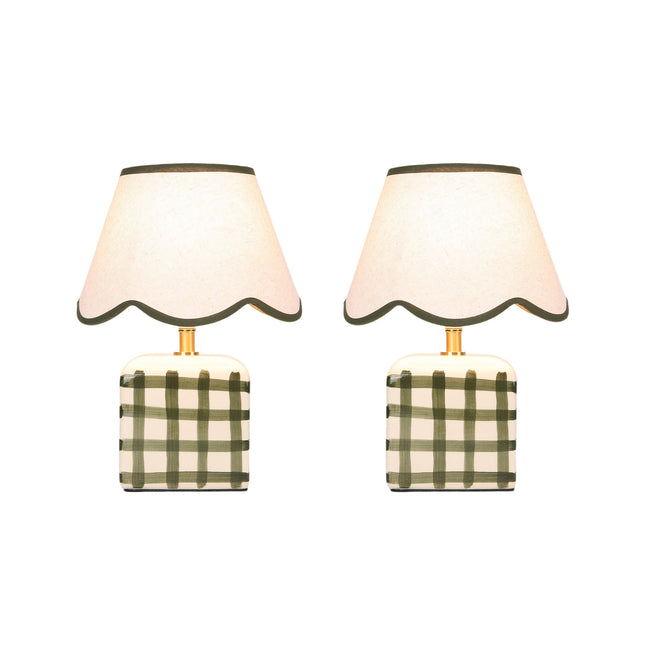 Romy Ceramic Table Lamp Set of 2 Green Blue Purple Stylish Decorative Lighting.