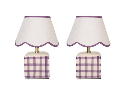 Romy Ceramic Table Lamp Set of 2 Green Blue Purple Stylish Decorative Lighting.