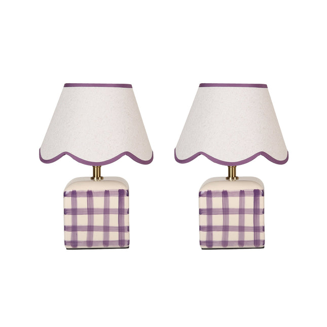 Romy Ceramic Table Lamp Set of 2 Green Blue Purple Stylish Decorative Lighting.