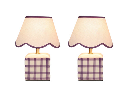 Romy Ceramic Table Lamp Set of 2 Green Blue Purple Stylish Decorative Lighting.