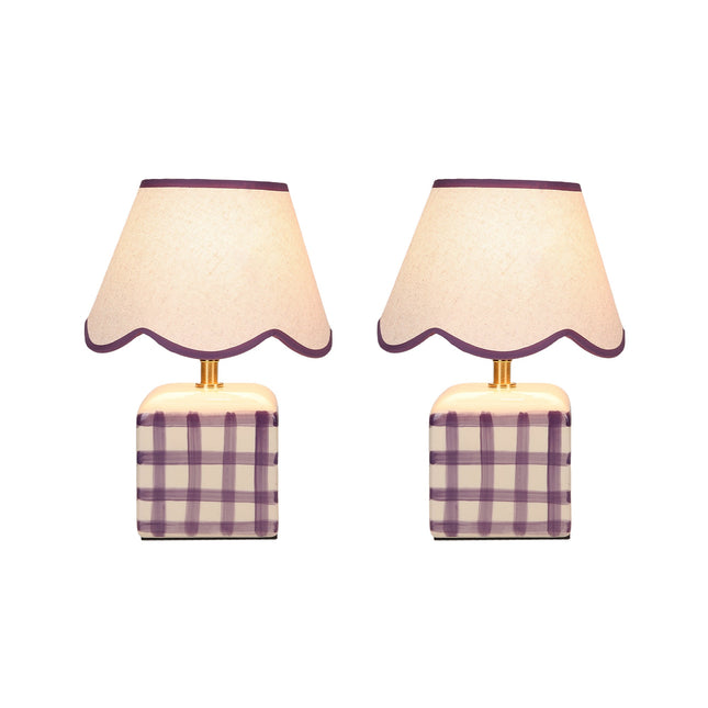 Romy Ceramic Table Lamp Set of 2 Green Blue Purple Stylish Decorative Lighting.