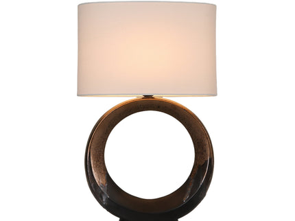 Oona Ceramic Table Lamp with Black and Gold Finish and Cream Shade.