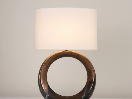 Oona Ceramic Table Lamp with Black and Gold Finish and Cream Shade.