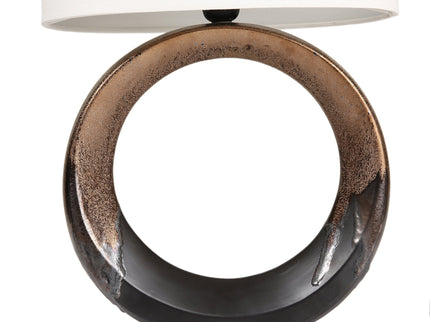 Oona Ceramic Table Lamp with Black and Gold Finish and Cream Shade.