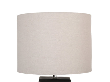 Niamh Ceramic Table Lamp with Black Base and Linen Shade.