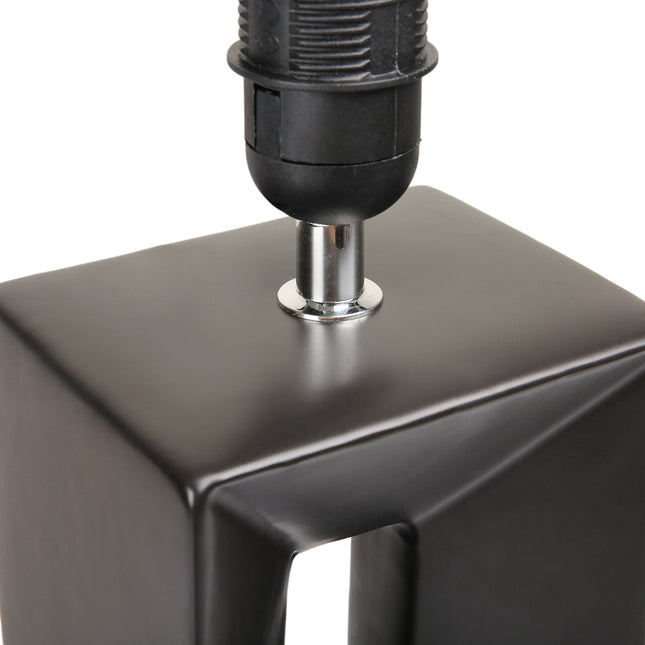 Niamh Ceramic Table Lamp with Black Base and Linen Shade.