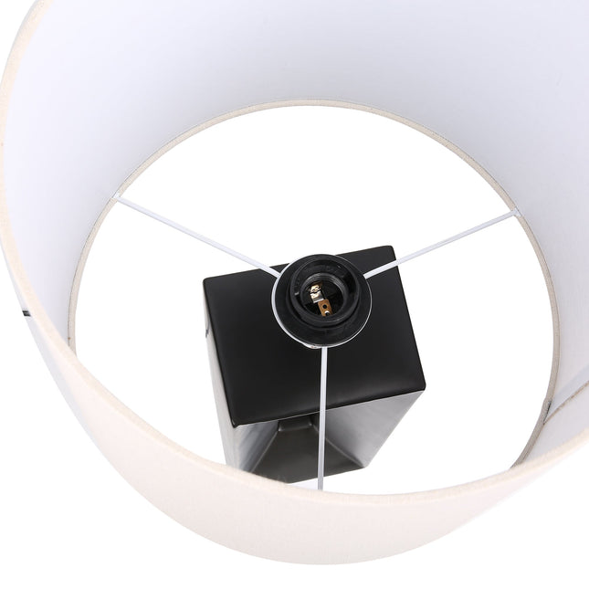 Niamh Ceramic Table Lamp with Black Base and Linen Shade.