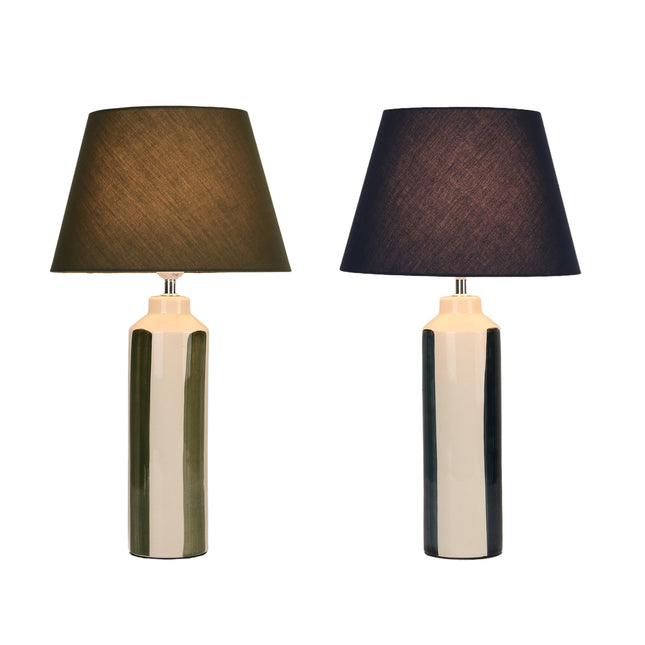 Asha Ceramic Table Lamp Green Blue Stylish Geometric Design.