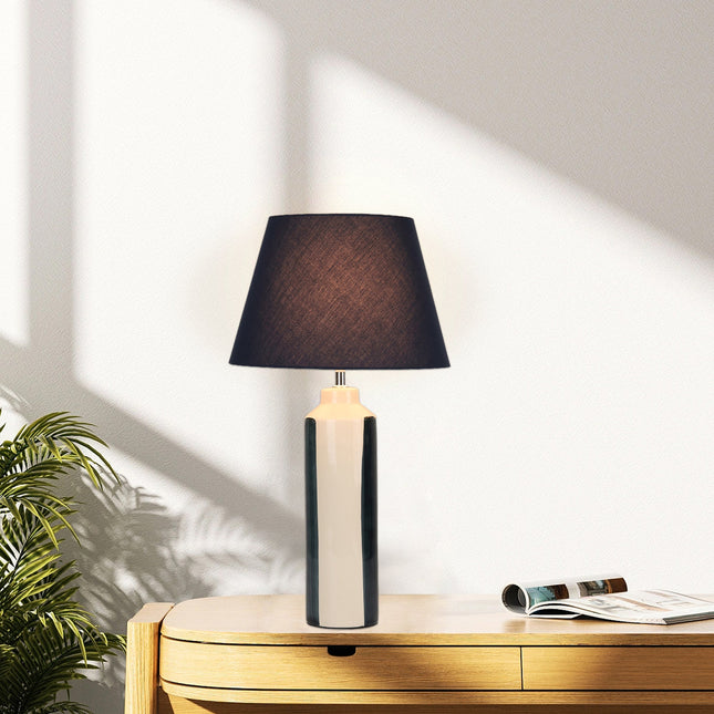 Asha Ceramic Table Lamp Green Blue Stylish Geometric Design.