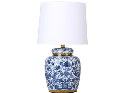 Keziah Ceramic Table Lamp with Floral Design for Living Room.