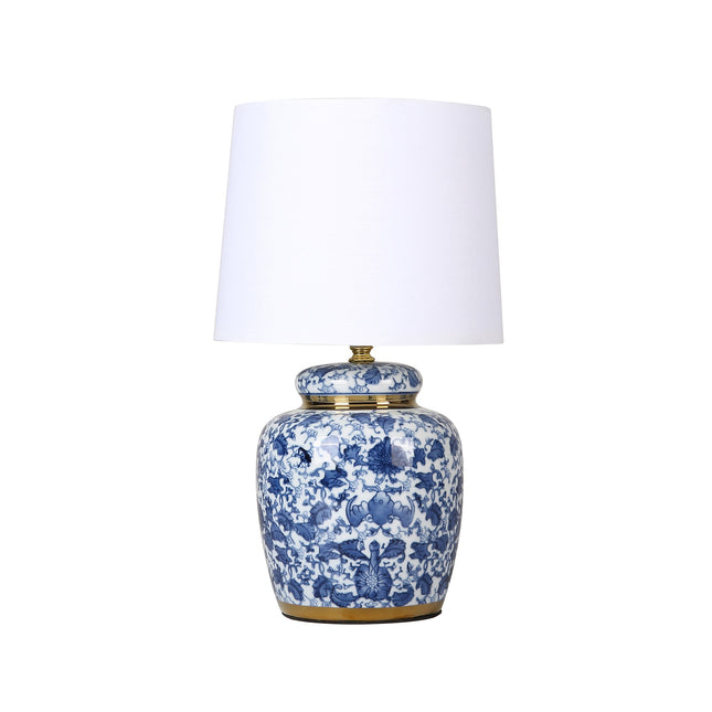 Keziah Ceramic Table Lamp with Floral Design for Living Room.