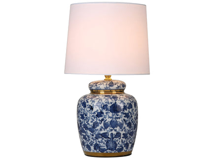 Keziah Ceramic Table Lamp with Floral Design for Living Room.