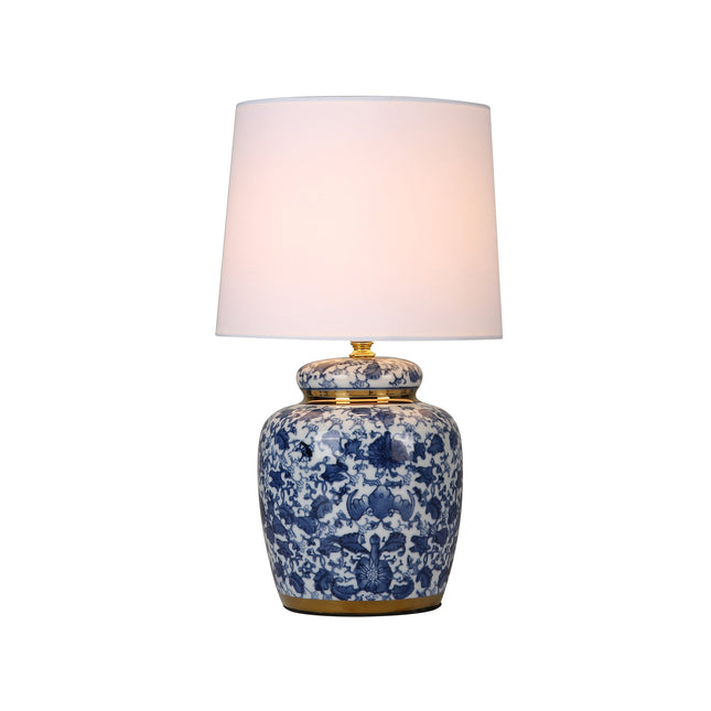 Keziah Ceramic Table Lamp with Floral Design for Living Room.