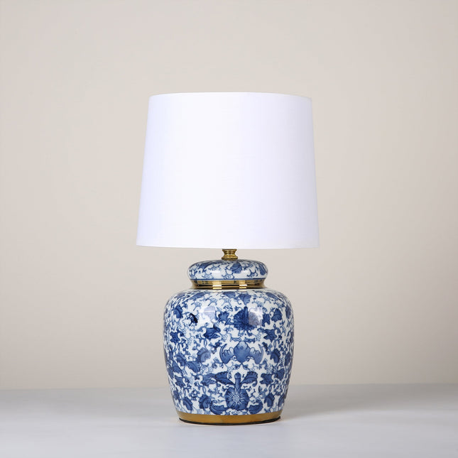 Keziah Ceramic Table Lamp with Floral Design for Living Room.
