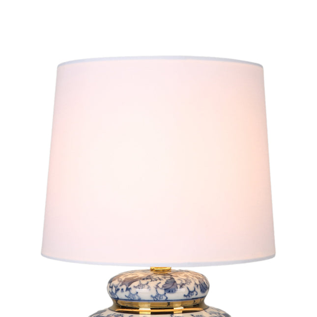 Keziah Ceramic Table Lamp with Floral Design for Living Room.