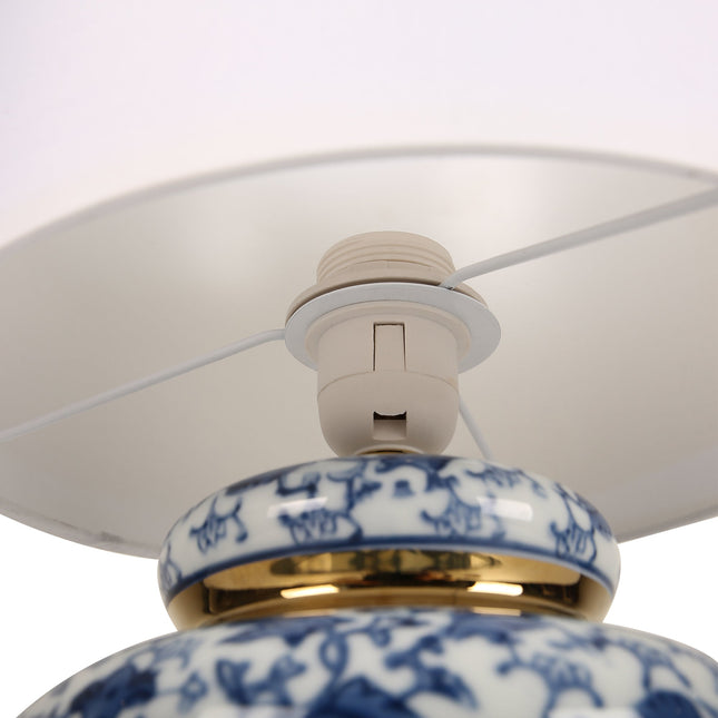 Keziah Ceramic Table Lamp with Floral Design for Living Room.