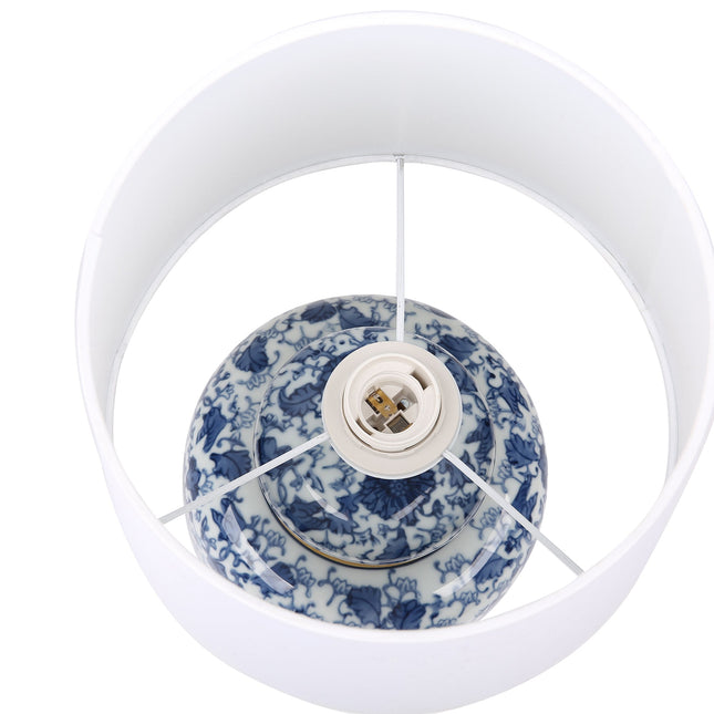 Keziah Ceramic Table Lamp with Floral Design for Living Room.