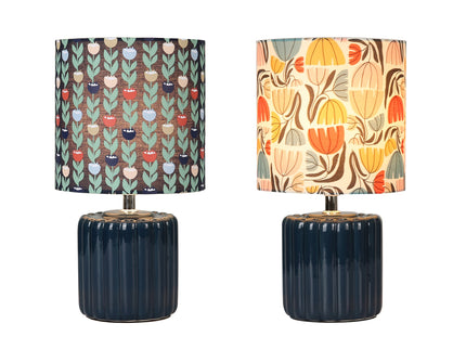 Cyra Ceramic Table Lamp Blue Cream Nature Inspired Home Decor.