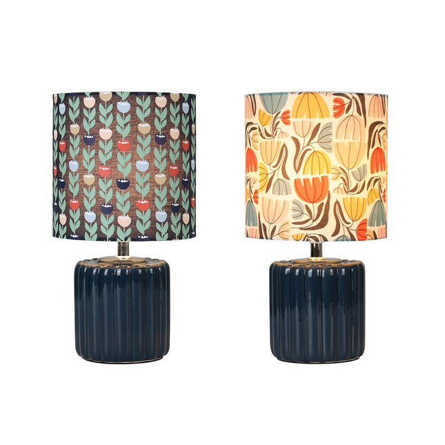 Cyra Ceramic Table Lamp Blue Cream Nature Inspired Home Decor.