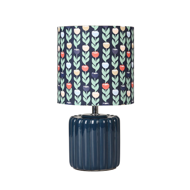 Cyra Ceramic Table Lamp Blue Cream Nature Inspired Home Decor.