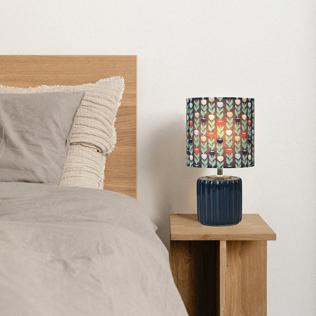 Cyra Ceramic Table Lamp Blue Cream Nature Inspired Home Decor.