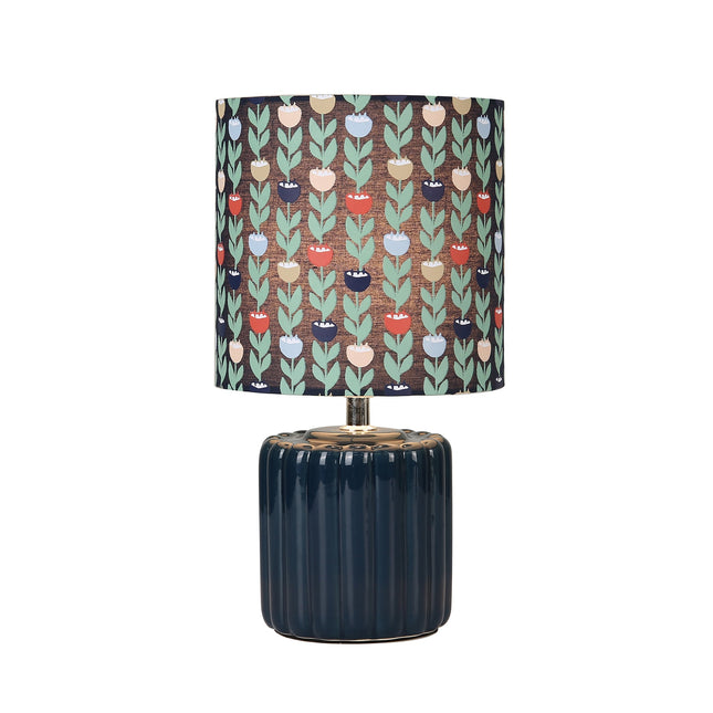 Cyra Ceramic Table Lamp Blue Cream Nature Inspired Home Decor.