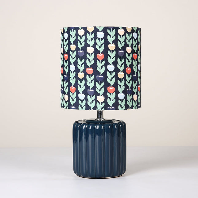 Cyra Ceramic Table Lamp Blue Cream Nature Inspired Home Decor.